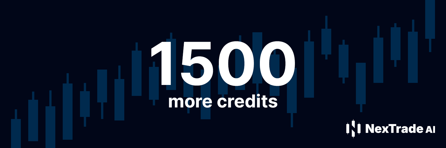NexTrade AI top-up banner: 1500 more credits