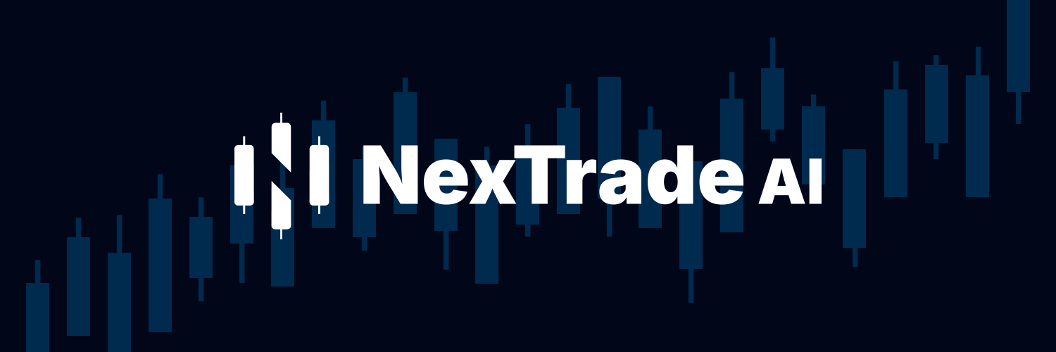 NexTrade AI logo banner over a candlestick chart