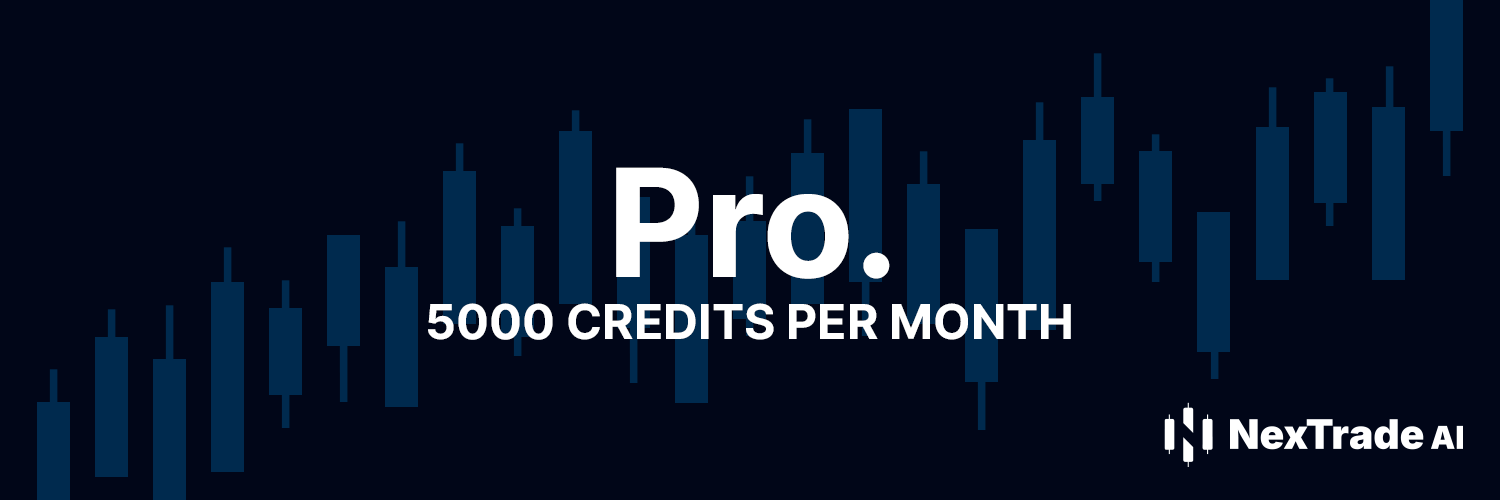 NexTrade AI Pro plan banner, 5000 credits per month
